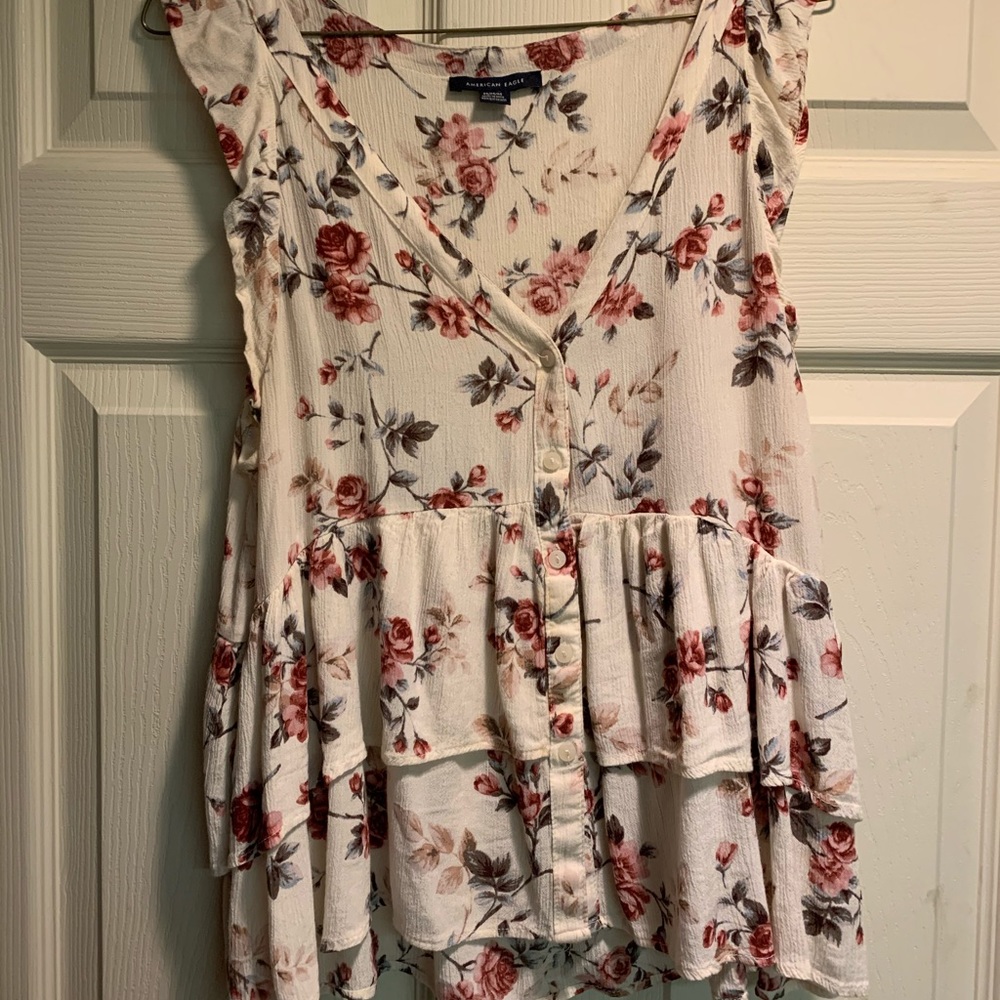 AE floral ruffle shirt